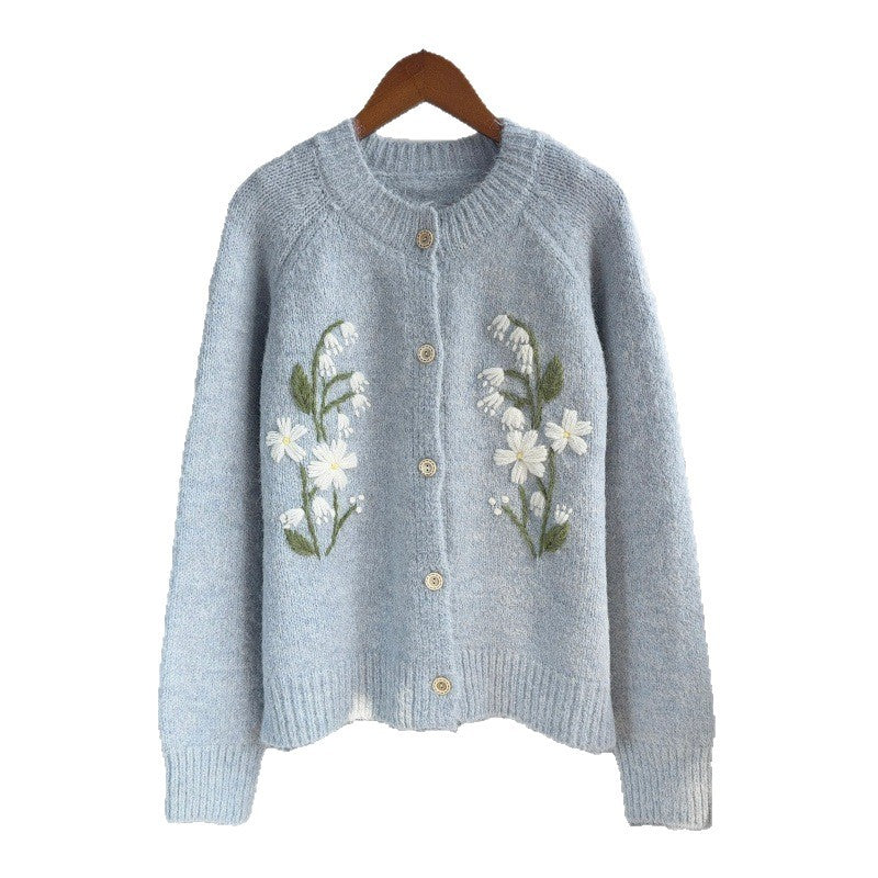 Embroidered cardigan sweater