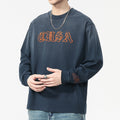 Men's Relaxed Vintage Letter Print Long Sleeve Crew Neck Loose Sweatshirt