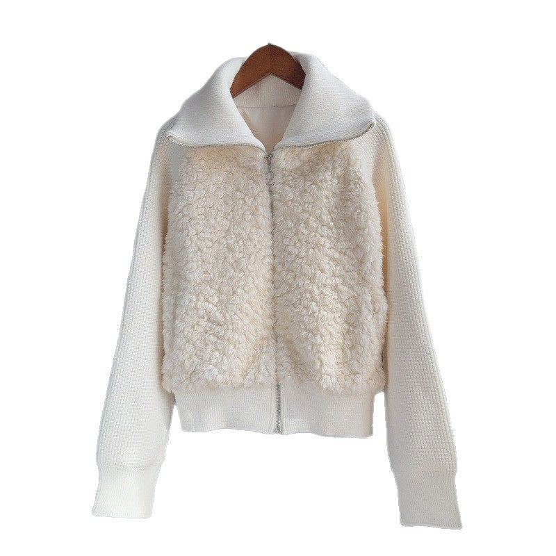 Fake two piece spliced lapel sweater