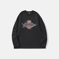 Men's Retro  Letter Print Long Sleeve Crew Neck T-Shirt