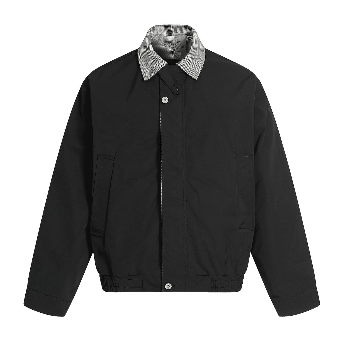 Long Sleeve Zip Front Plaid Collar Loose Fit Coach Jacket