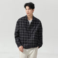 Casual Plaid Long Sleeve Stand Collar Shirt for Men