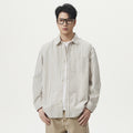 Striped Long Sleeve Turn-down Collar Linen Shirt
