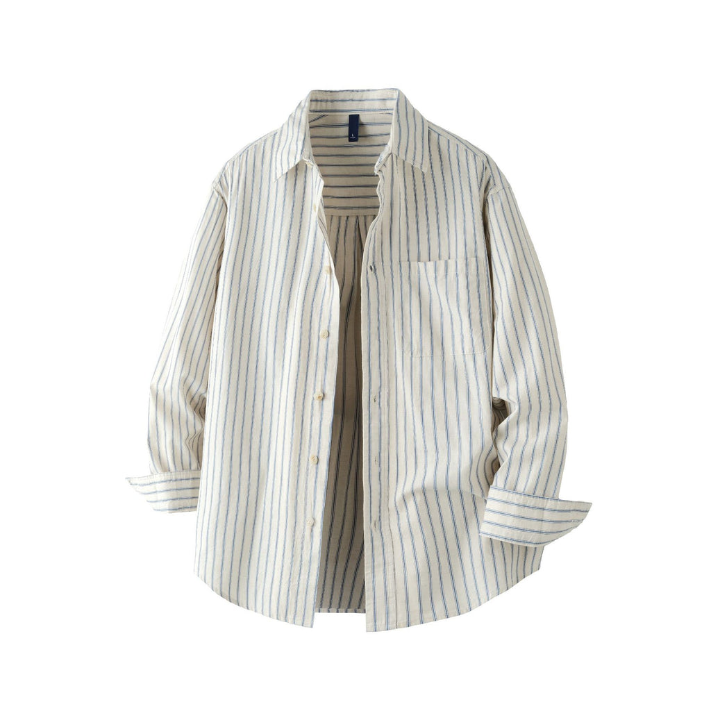 Striped Long Sleeve Turn-down Collar Linen Shirt