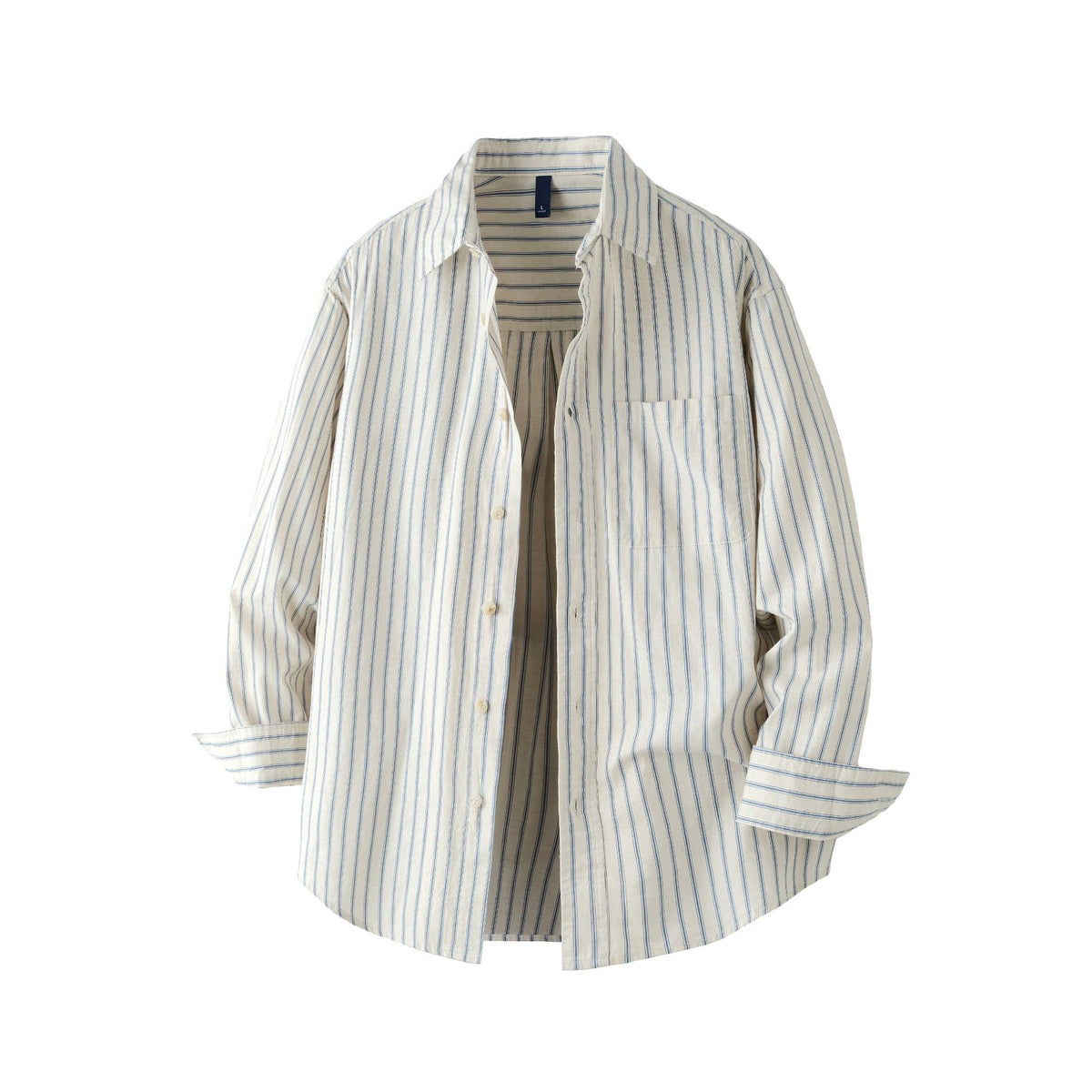 Striped Long Sleeve Turn-down Collar Linen Shirt