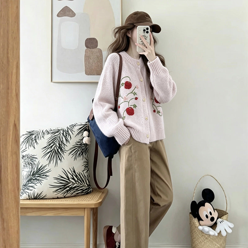Hook flower cardigan sweater