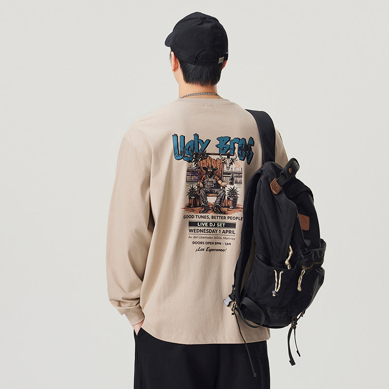 Men's Printed Long Sleeve Crew Neck T-Shirt