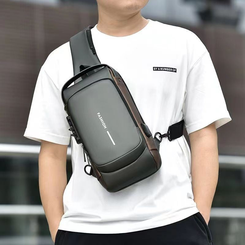 Motorcycle bag password anti-theft chest bag men's shoulder bag large capacity casual men's bag multifunctional crossbody bag
