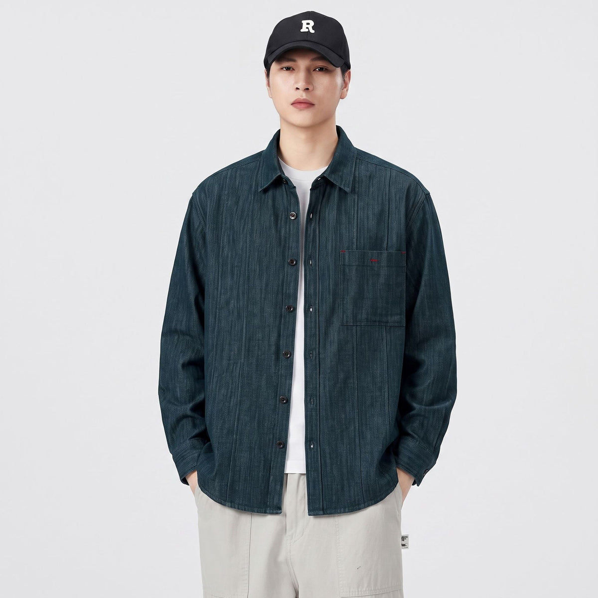 Men's Vintage  Long Sleeve Lapel Shirt