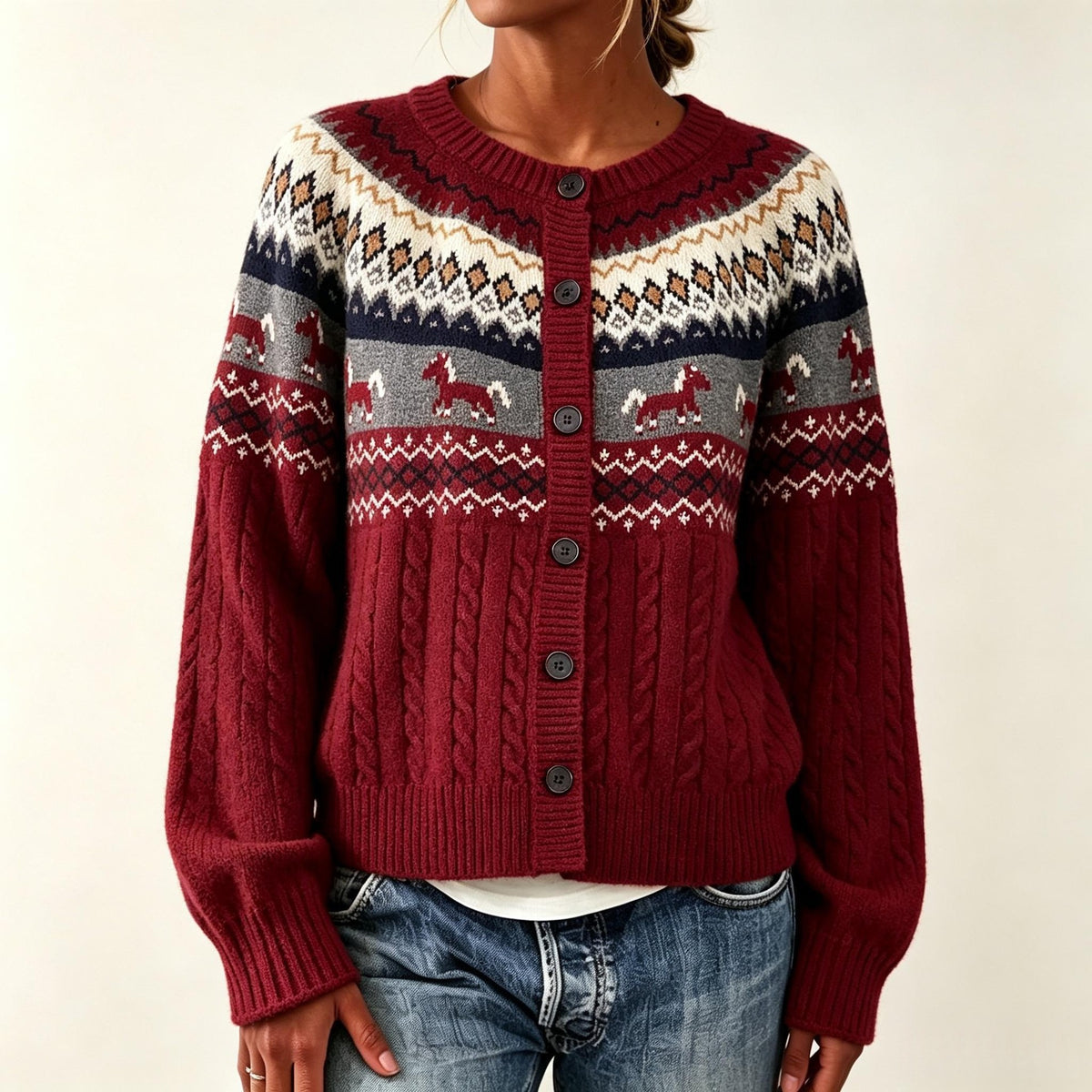 Twisted loose round neck sweater