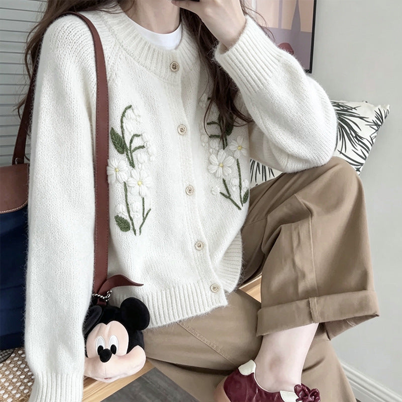 Embroidered cardigan sweater