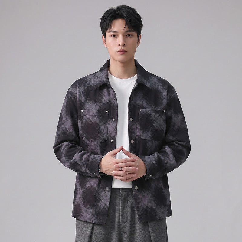 Men's Casual Plaid Loose Fit Shirt Jacket