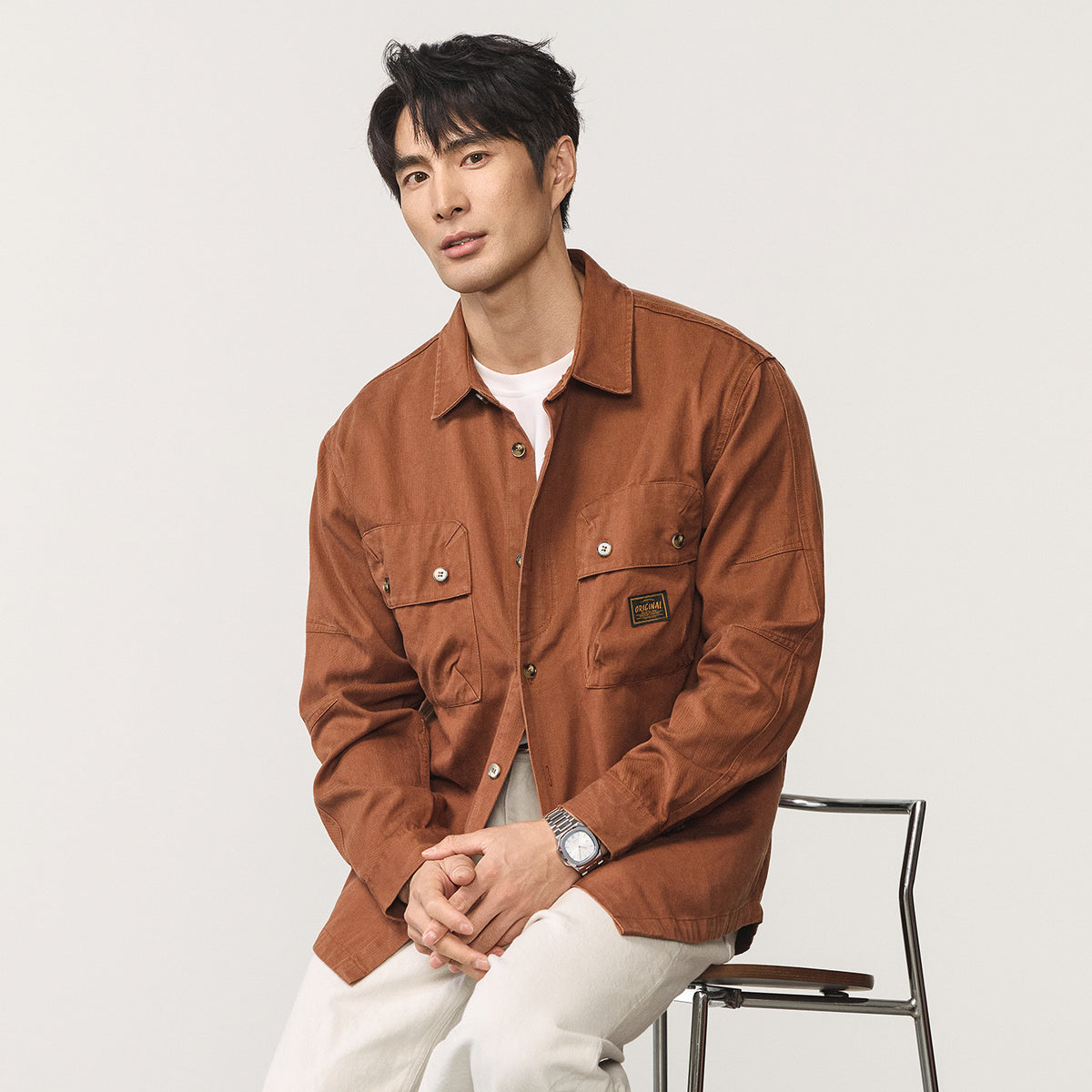Men's  Retro Casual Long Sleeve Shirt Plus Size Workwear Jacket
