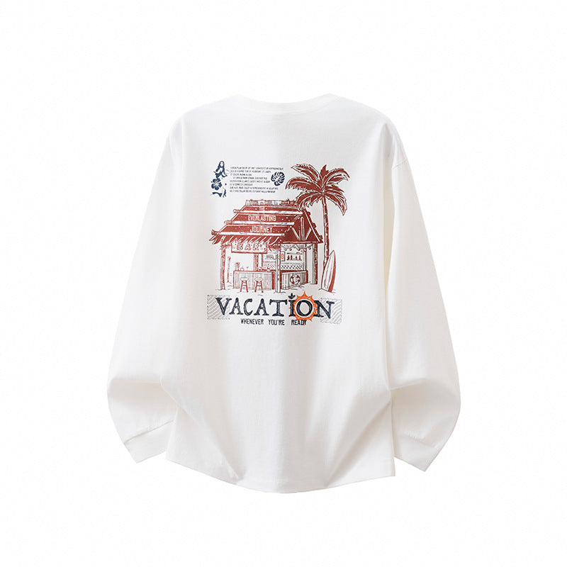 Casual Graphic Print Long Sleeve Crew Neck Men's T-Shirt