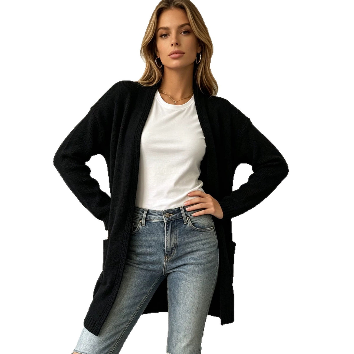 Long sleeved cardigan sweater