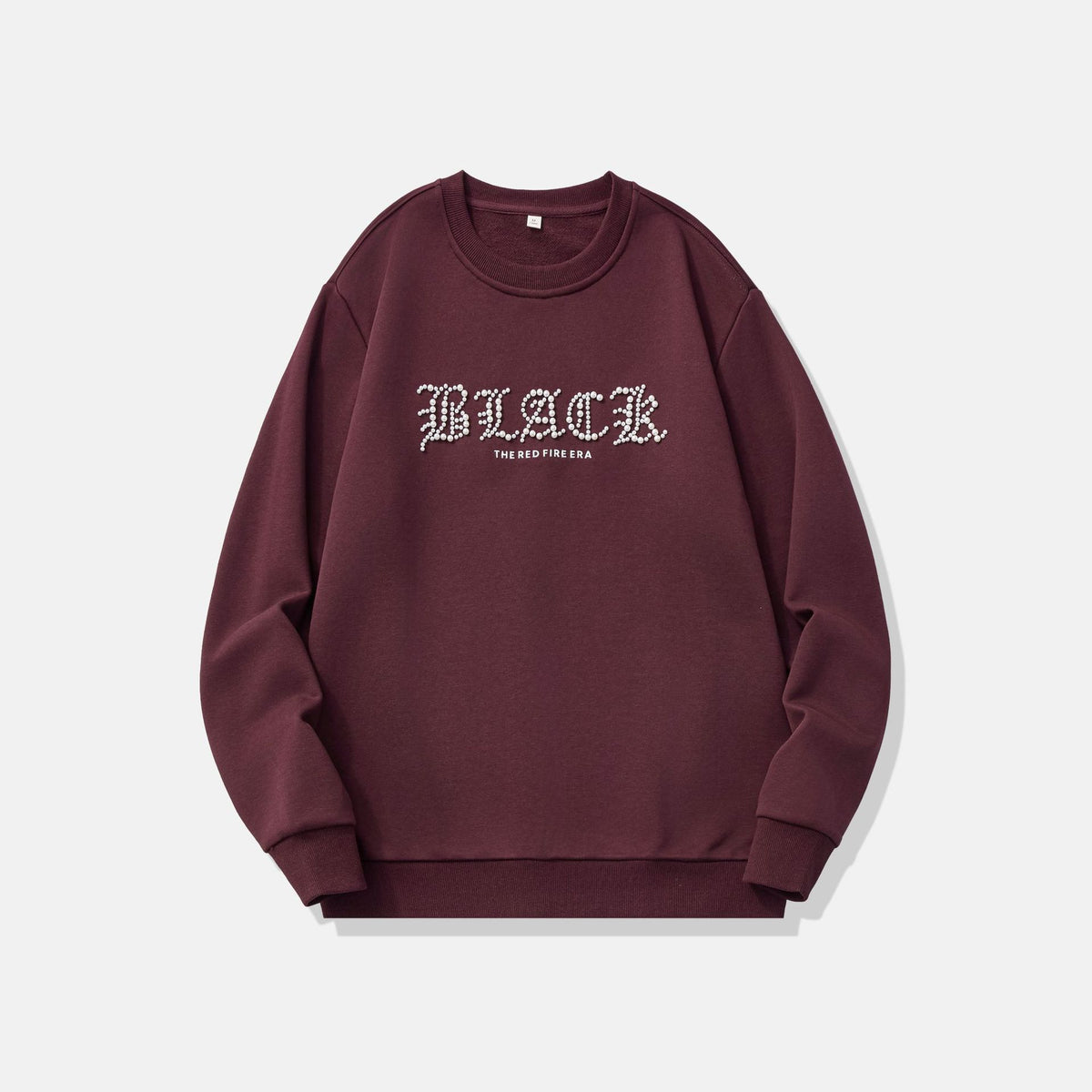 Men's Casual Burgundy Letter Print Long Sleeve Round Neck Sweatshirt
