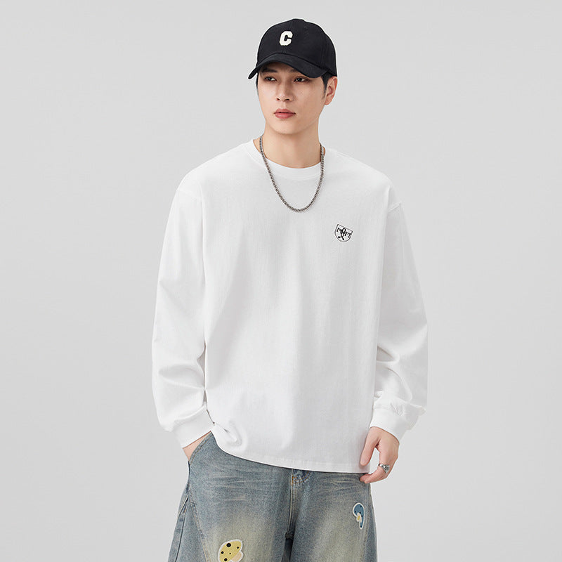 Men's Retro Graphic Print Long Sleeve Cotton T-Shirt