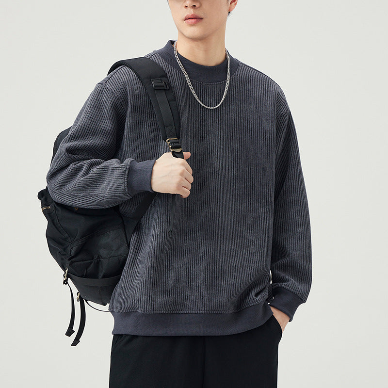 Retro Heavyweight Knit Men's Sweatshirt Loose Fit Casual Jacket