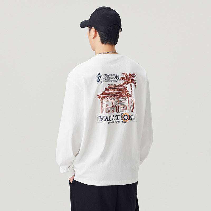 Casual Graphic Print Long Sleeve Crew Neck Men's T-Shirt
