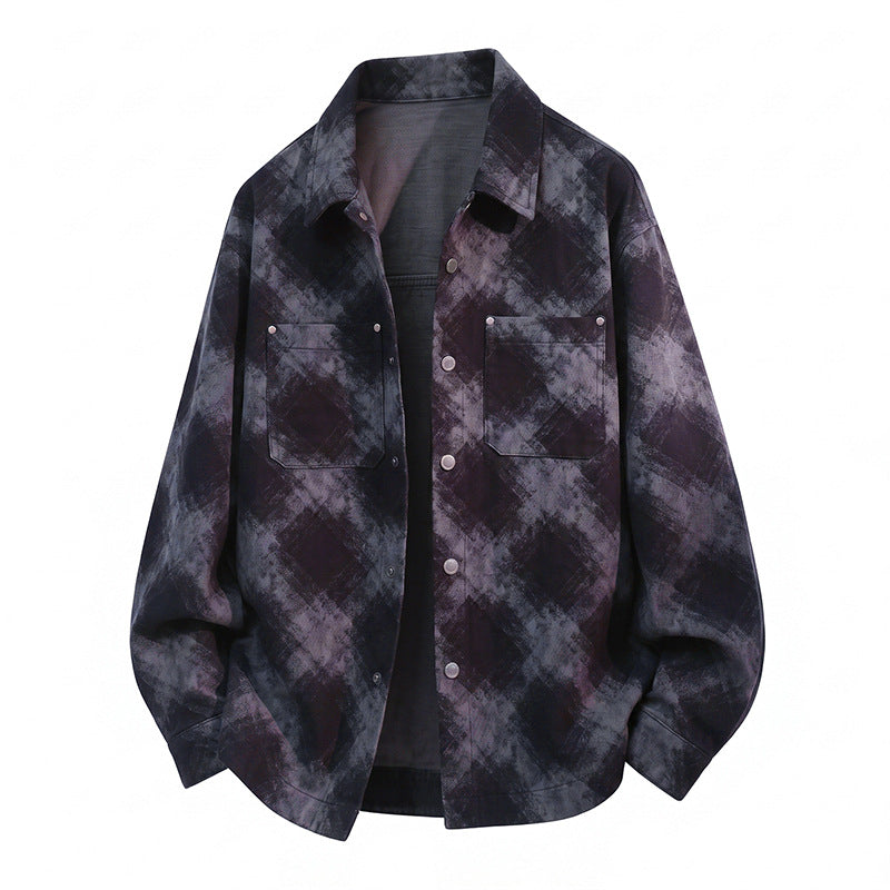 Men's Casual Plaid Loose Fit Shirt Jacket